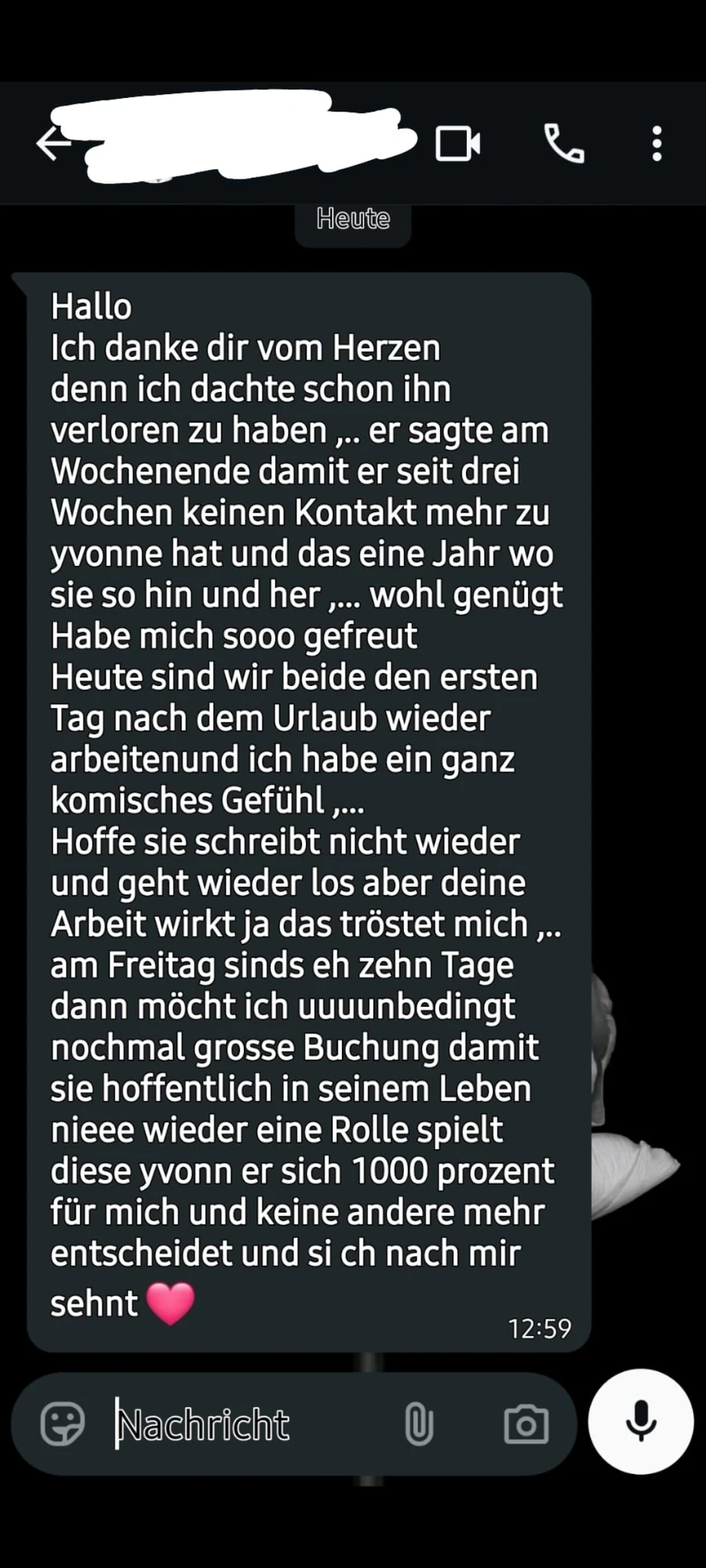 Anonymisierte WhatsApp-Rückmeldung nach einer Begleitung
